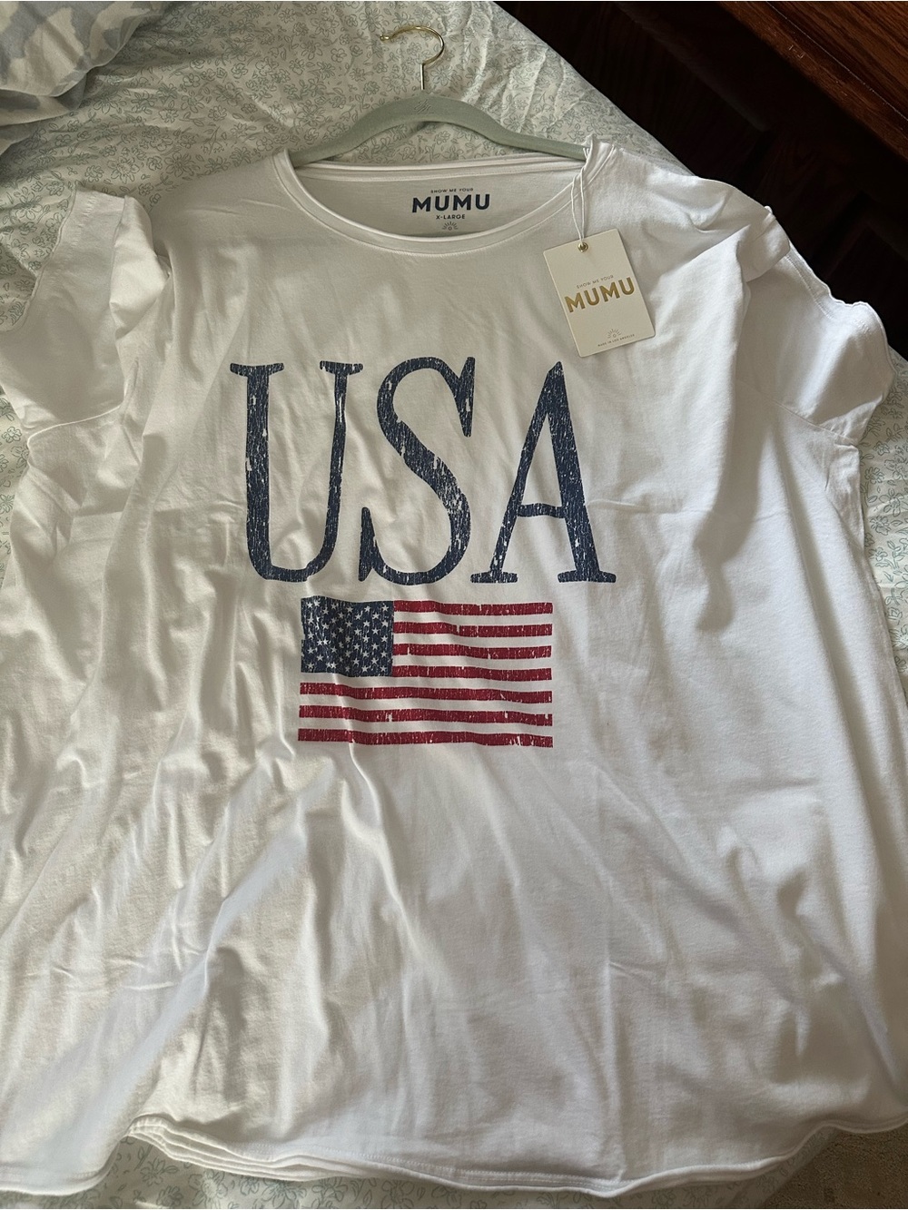 Show me your Mumu White USA Graphic Tee - NWT Size XL